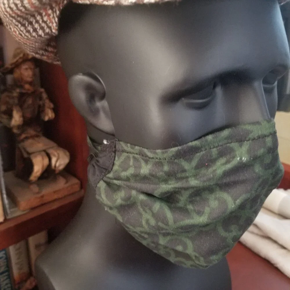 Cloth Face Mask - Silver/Copper Filters-BlackGreen